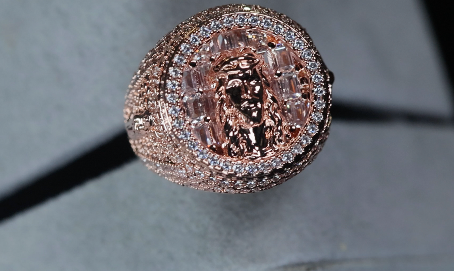 Rose Gold Jesus Ring