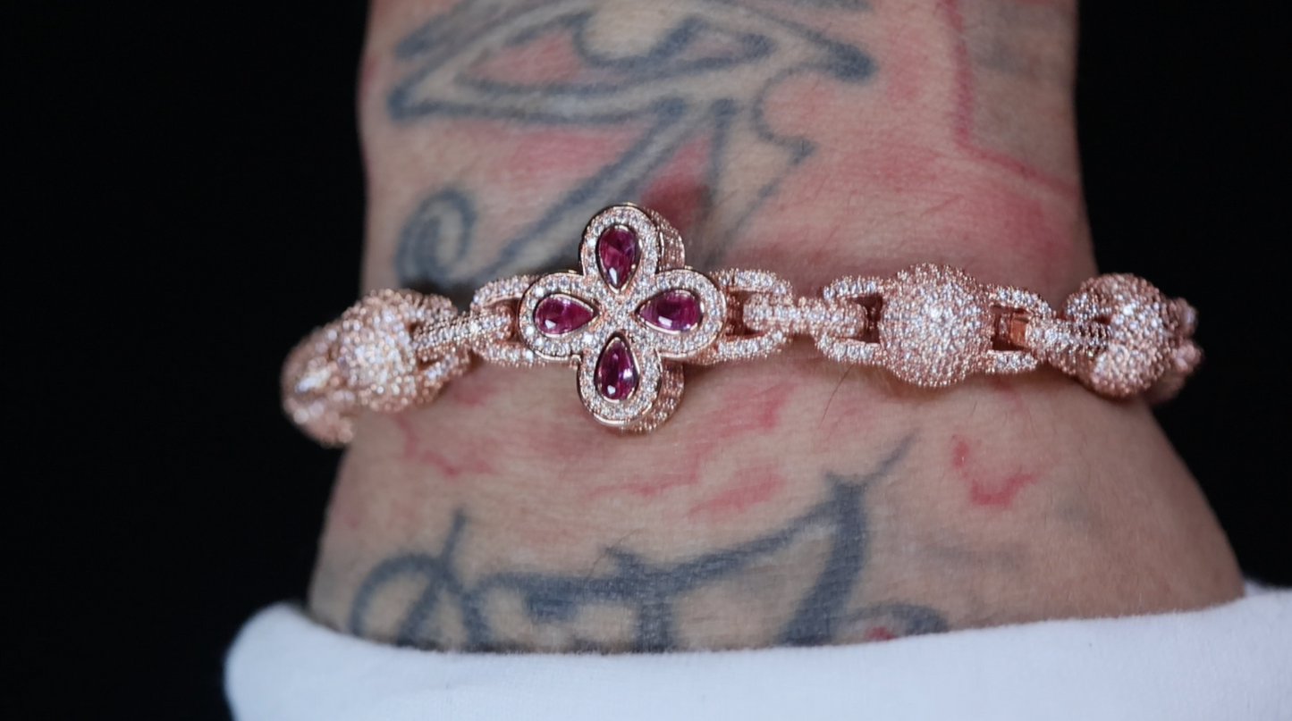 Men's Rose Gold Pink Diamond Bracelet