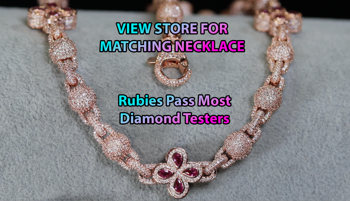 Rose Gold Pink Diamond Bracelet | Red Diamond Ball Bracelet | Men's Ruby Bracelet