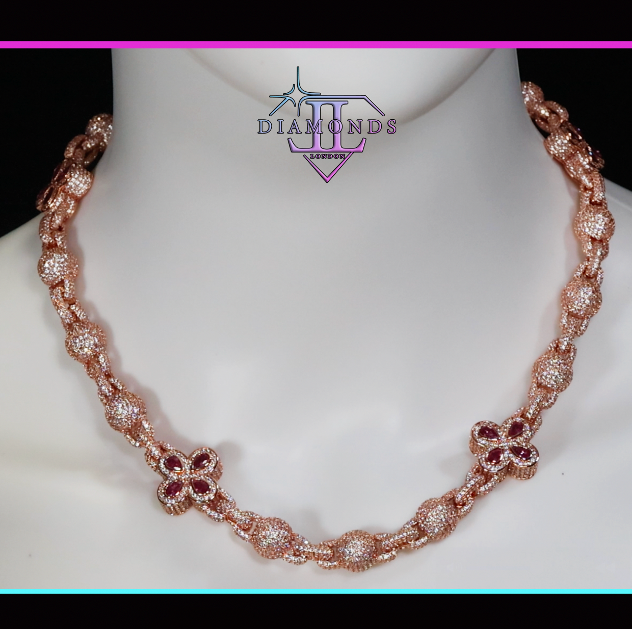 Rose Gold Pink diamond clover chain