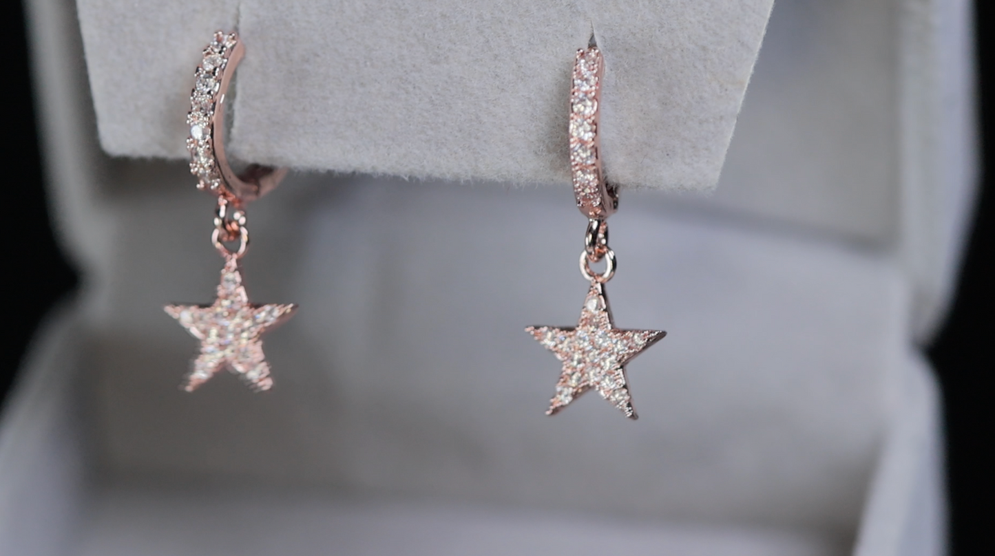 Rose Gold Diamond Star Earrings