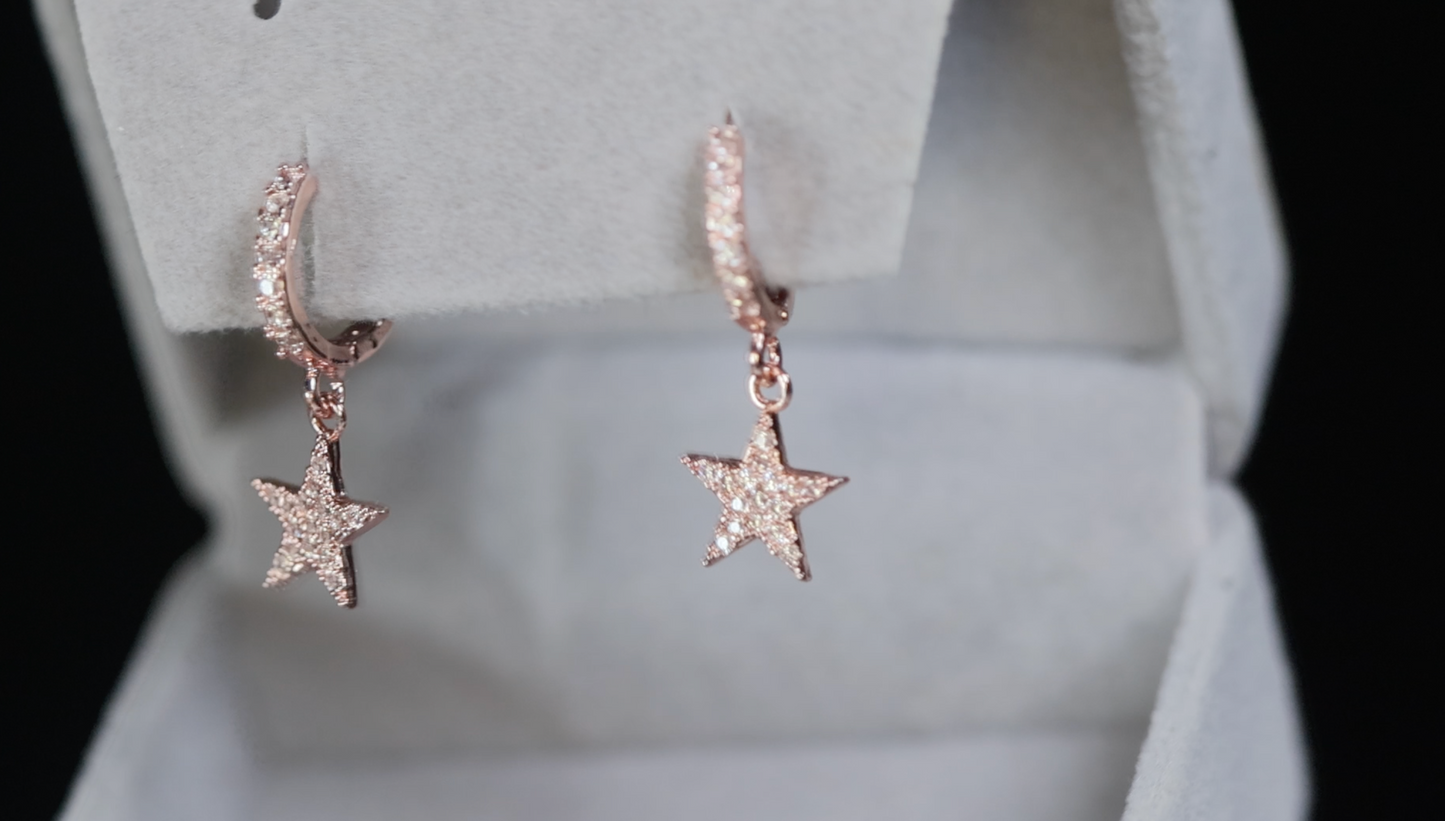 Rose Gold Diamond Star Earrings