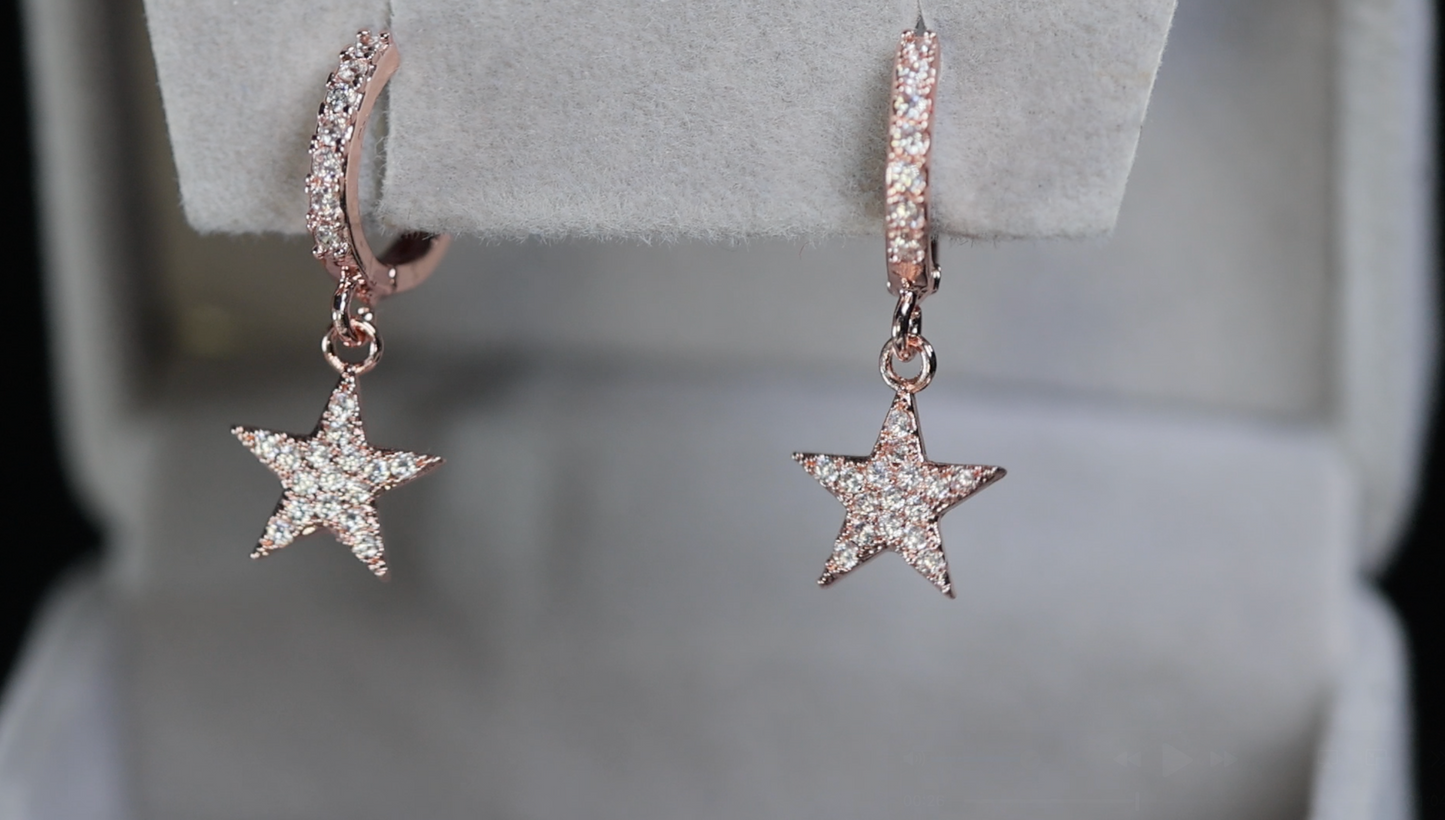 Rose Gold Diamond Star Earrings