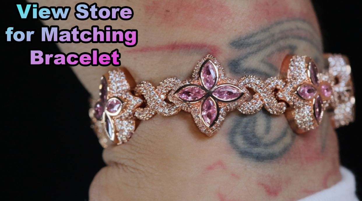 Rose Gold Pink Diamond Clover Chain
