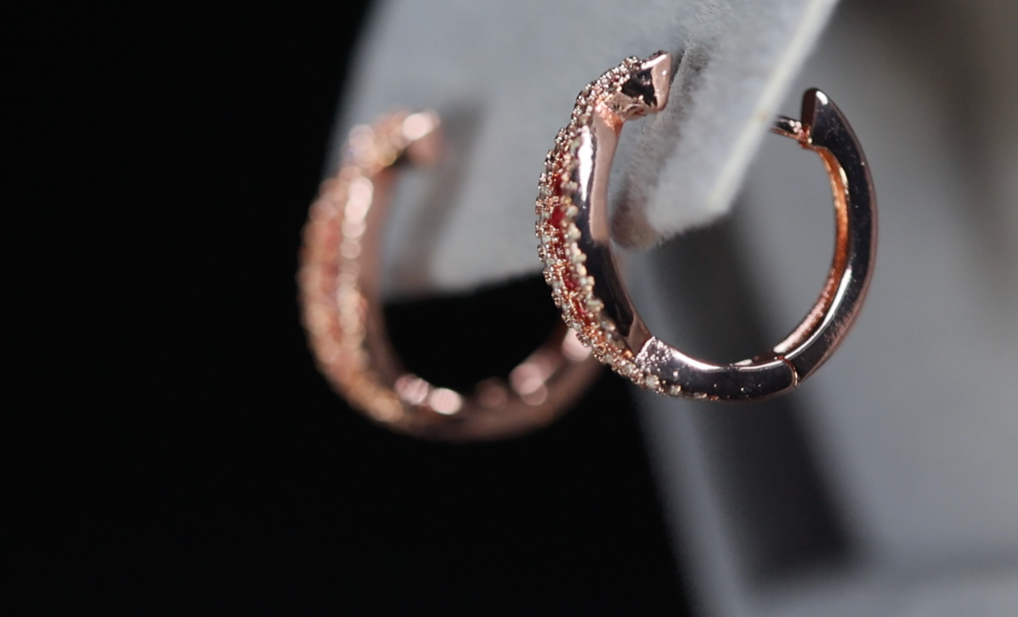 Rose Gold Pink Diamond Hoop Earrings