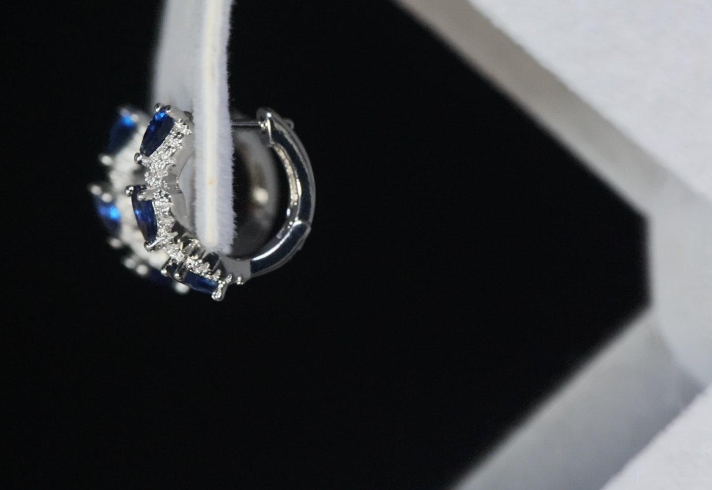 Sapphire Blue Earrings | Sapphire Blue Diamond Hoop Earrings