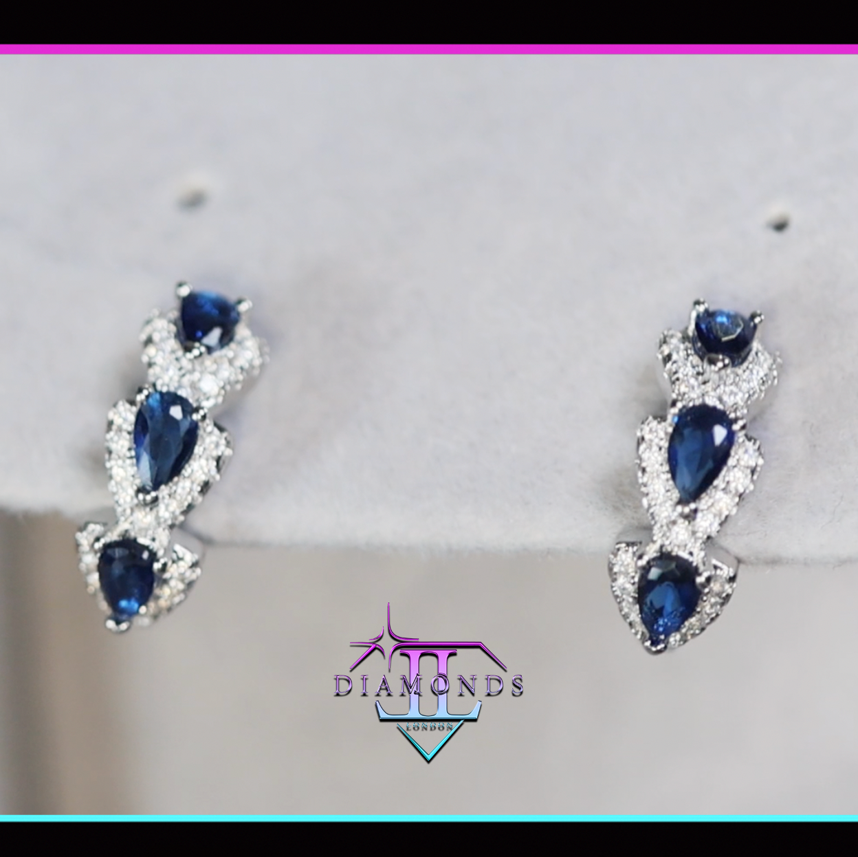 Sapphire Blue Earrings | Sapphire Blue Diamond Hoop Earrings