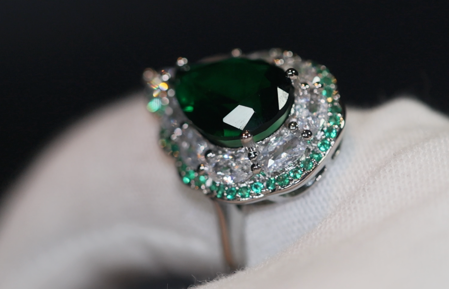 Green Diamond Ring | Teardrop Engagement Ring | Green Diamond Engagement Ring