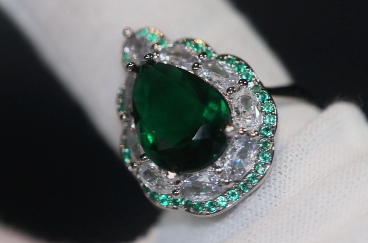Green Diamond Ring | Teardrop Engagement Ring | Green Diamond Engagement Ring