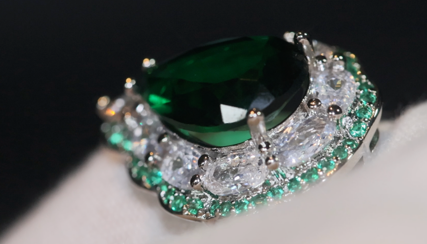 Green Diamond Ring | Teardrop Engagement Ring | Green Diamond Engagement Ring