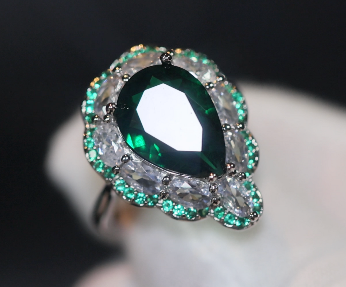 Green Diamond Ring | Teardrop Engagement Ring | Green Diamond Engagement Ring