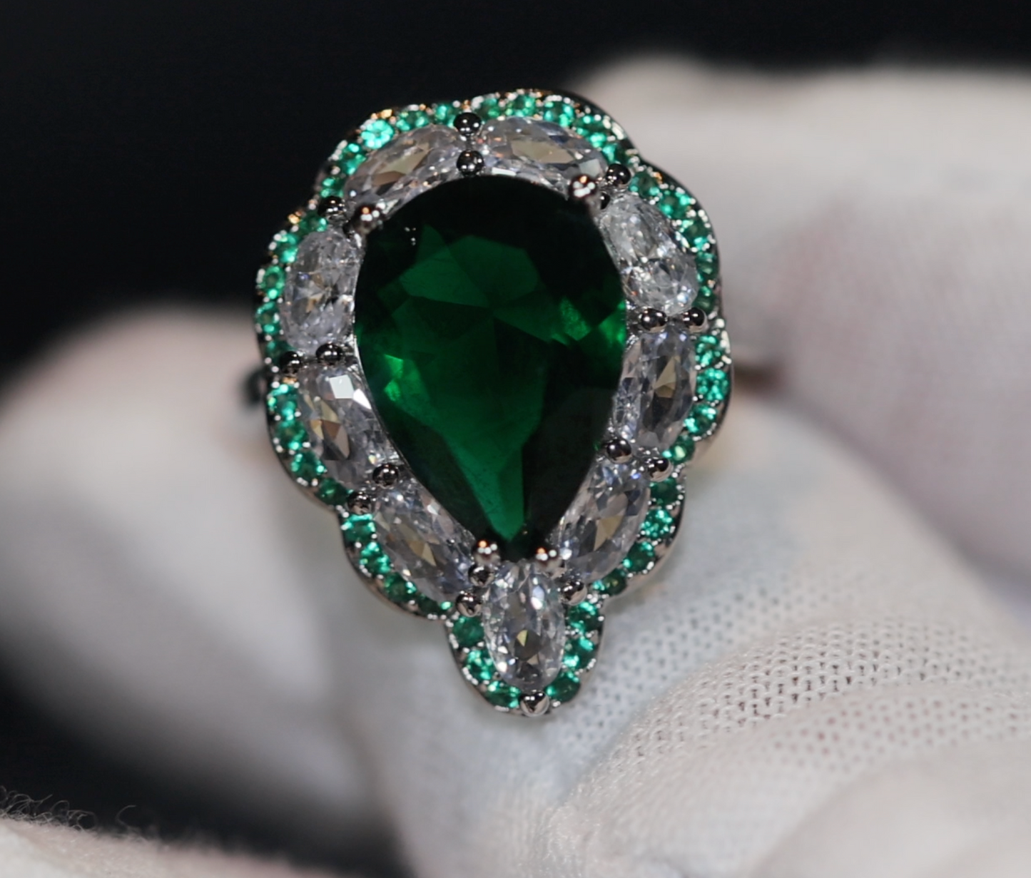 Green Diamond Ring | Teardrop Engagement Ring | Green Diamond Engagement Ring
