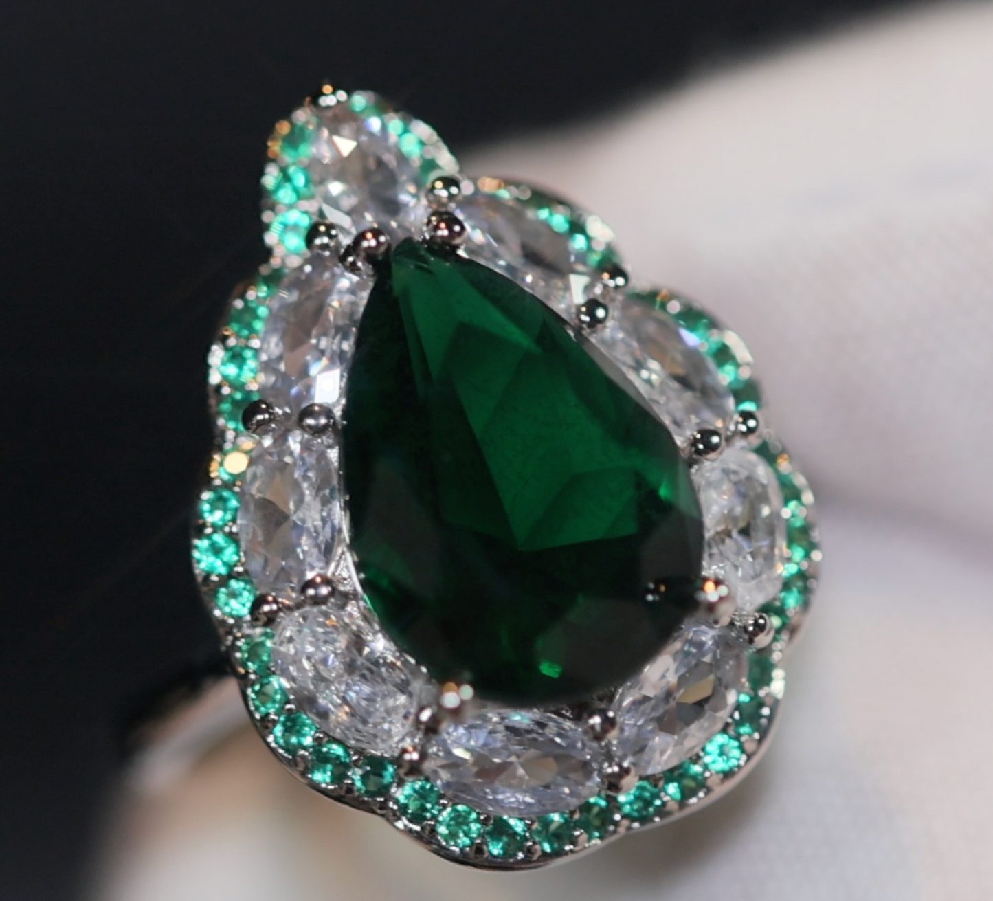Green Diamond Ring | Teardrop Engagement Ring | Green Diamond Engagement Ring