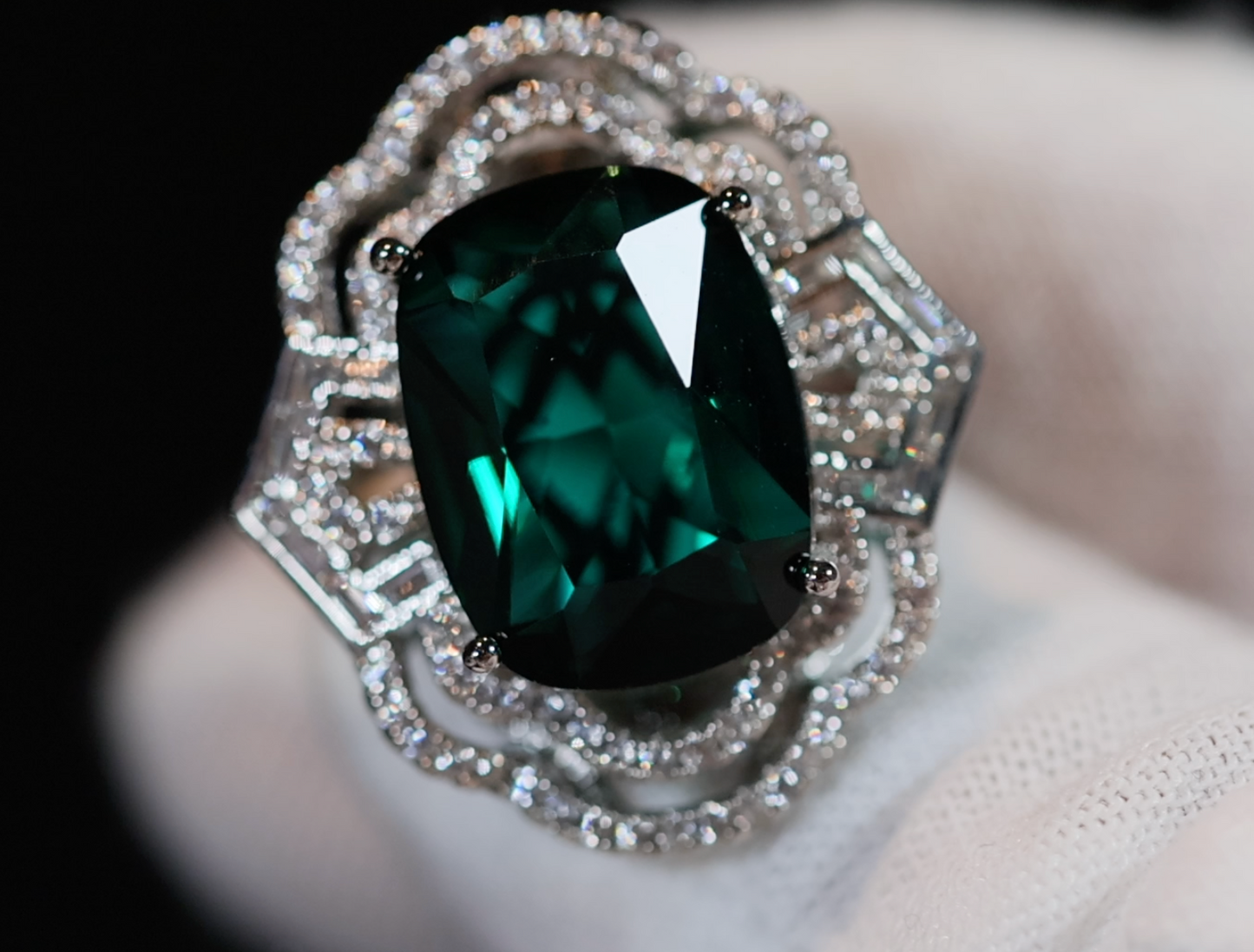 Green Statement Ring | Green Diamond Ring | Big Diamond Engagement Ring