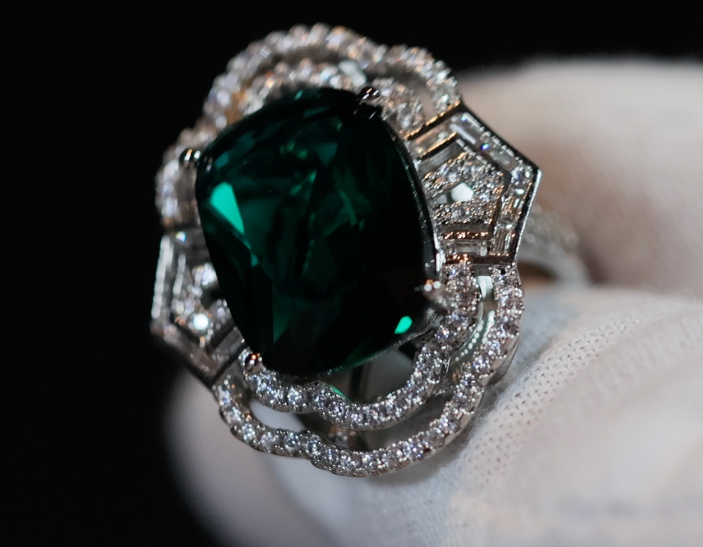 Green Statement Ring | Green Diamond Ring | Big Diamond Engagement Ring