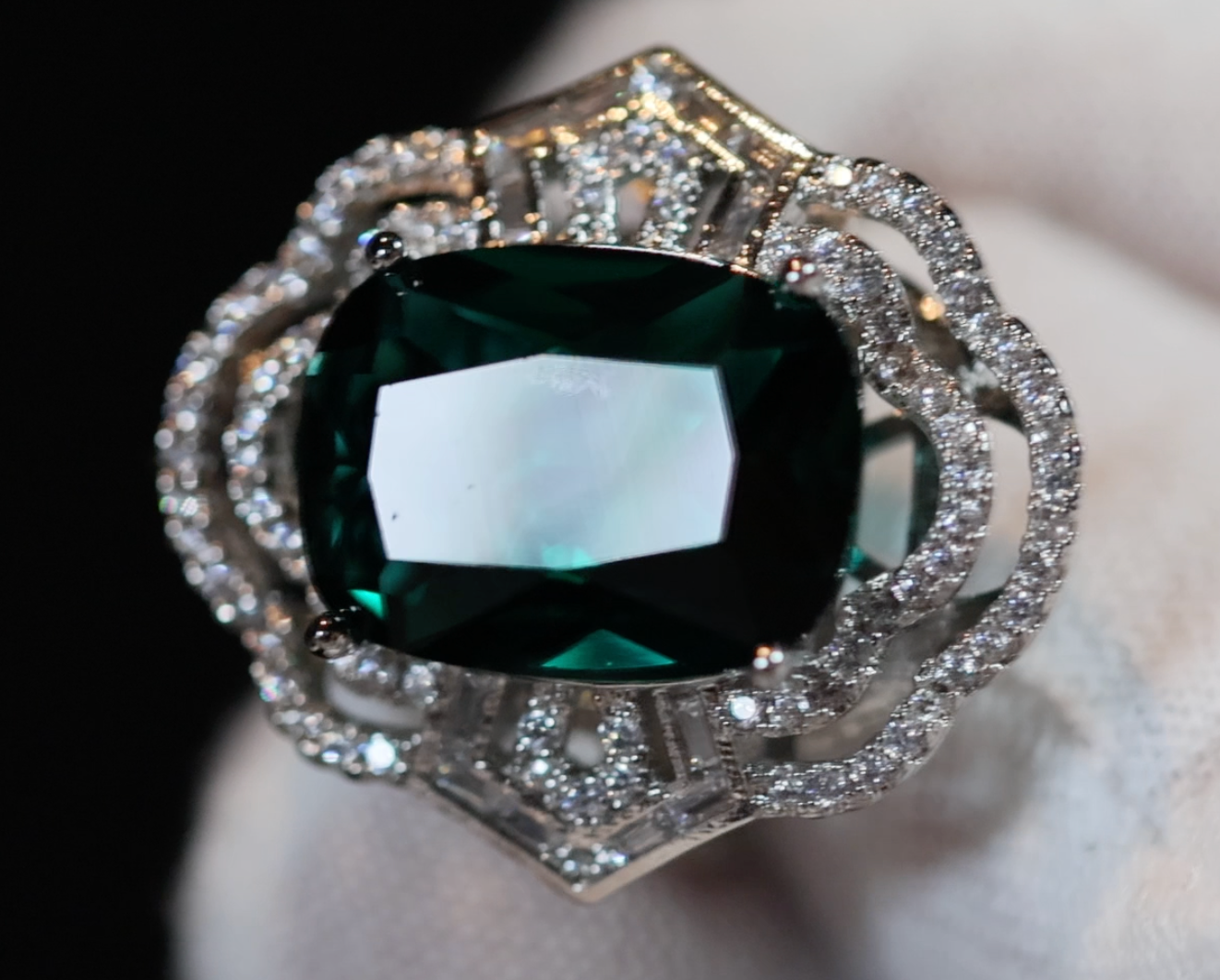 Green Statement Ring | Green Diamond Ring | Big Diamond Engagement Ring