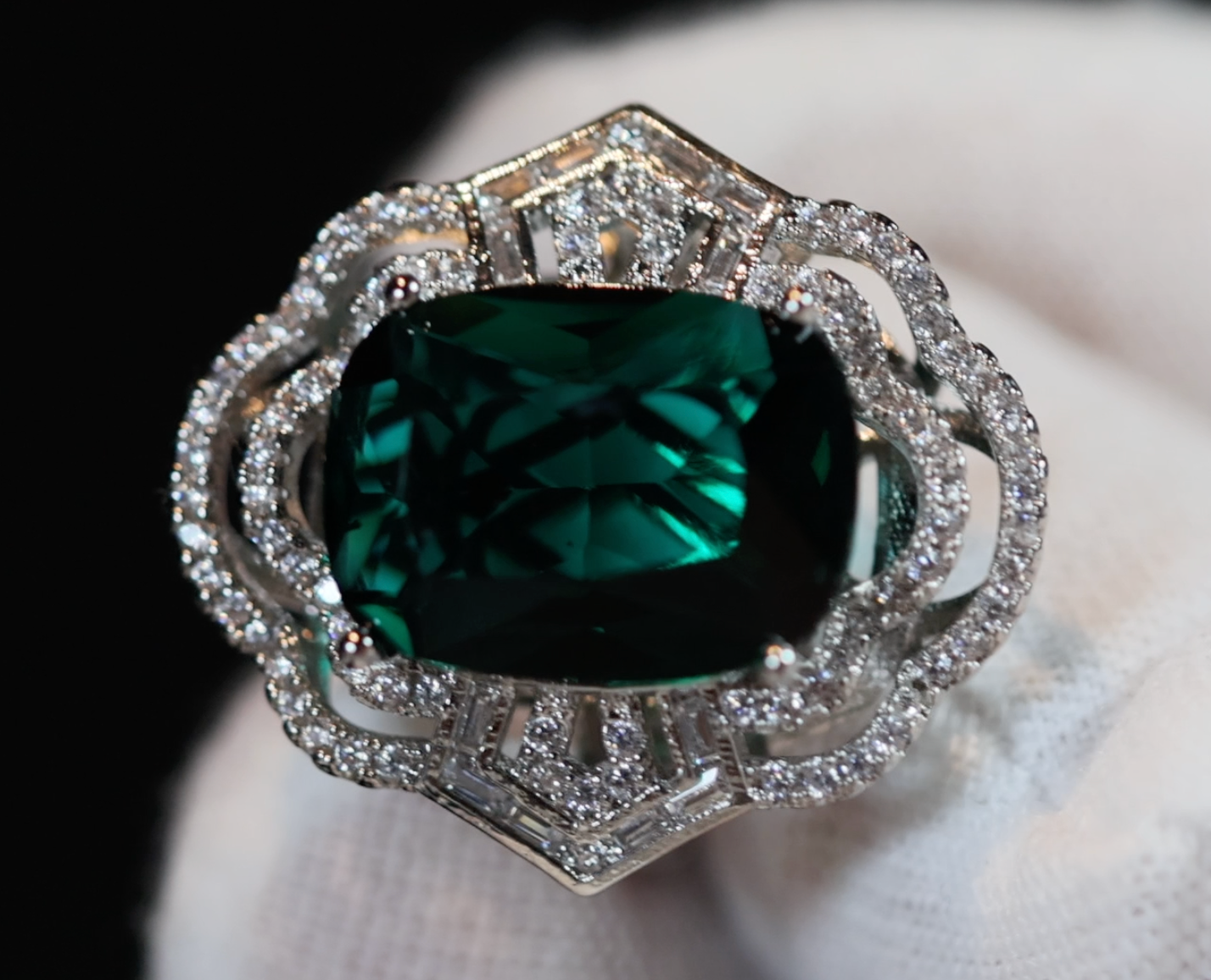 Green Statement Ring | Green Diamond Ring | Big Diamond Engagement Ring