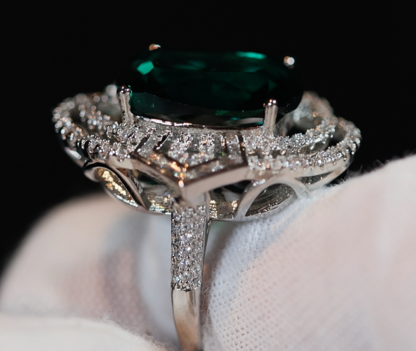 Green Statement Ring | Green Diamond Ring | Big Diamond Engagement Ring
