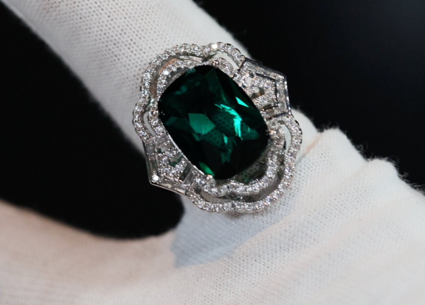 Green Statement Ring | Green Diamond Ring | Big Diamond Engagement Ring