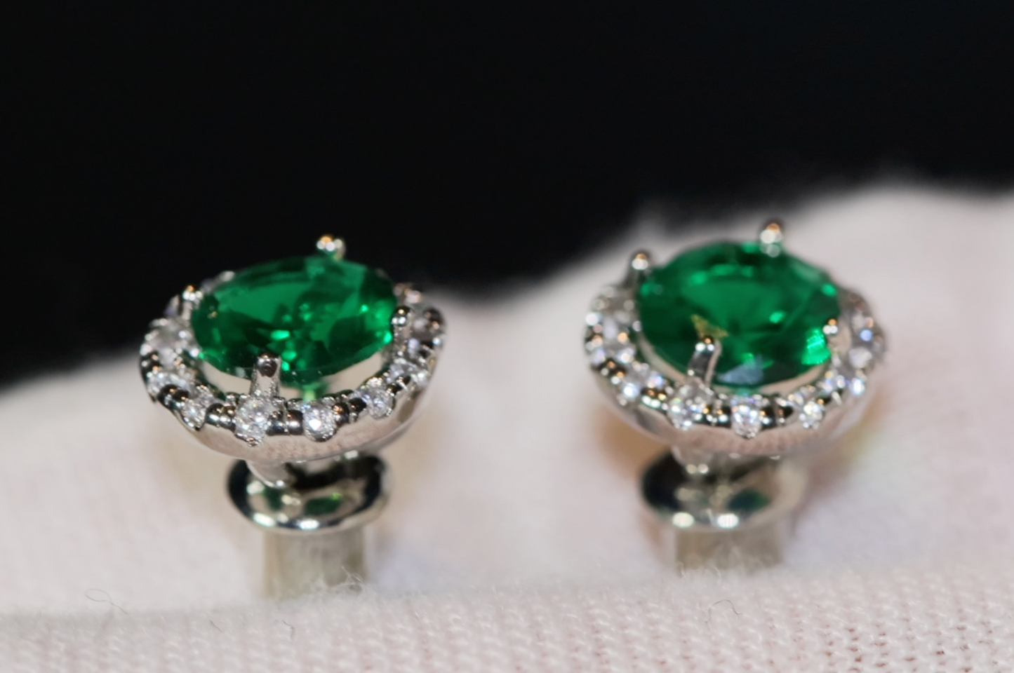 Green Diamond Ear Studs