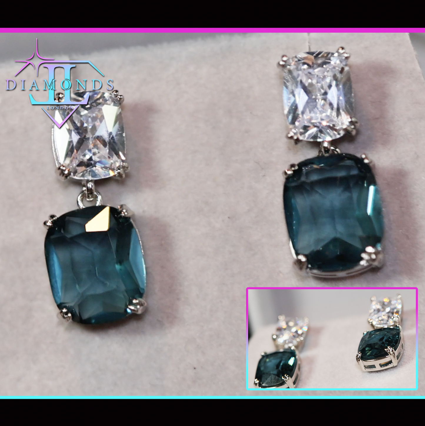 Teal blue diamond earrings