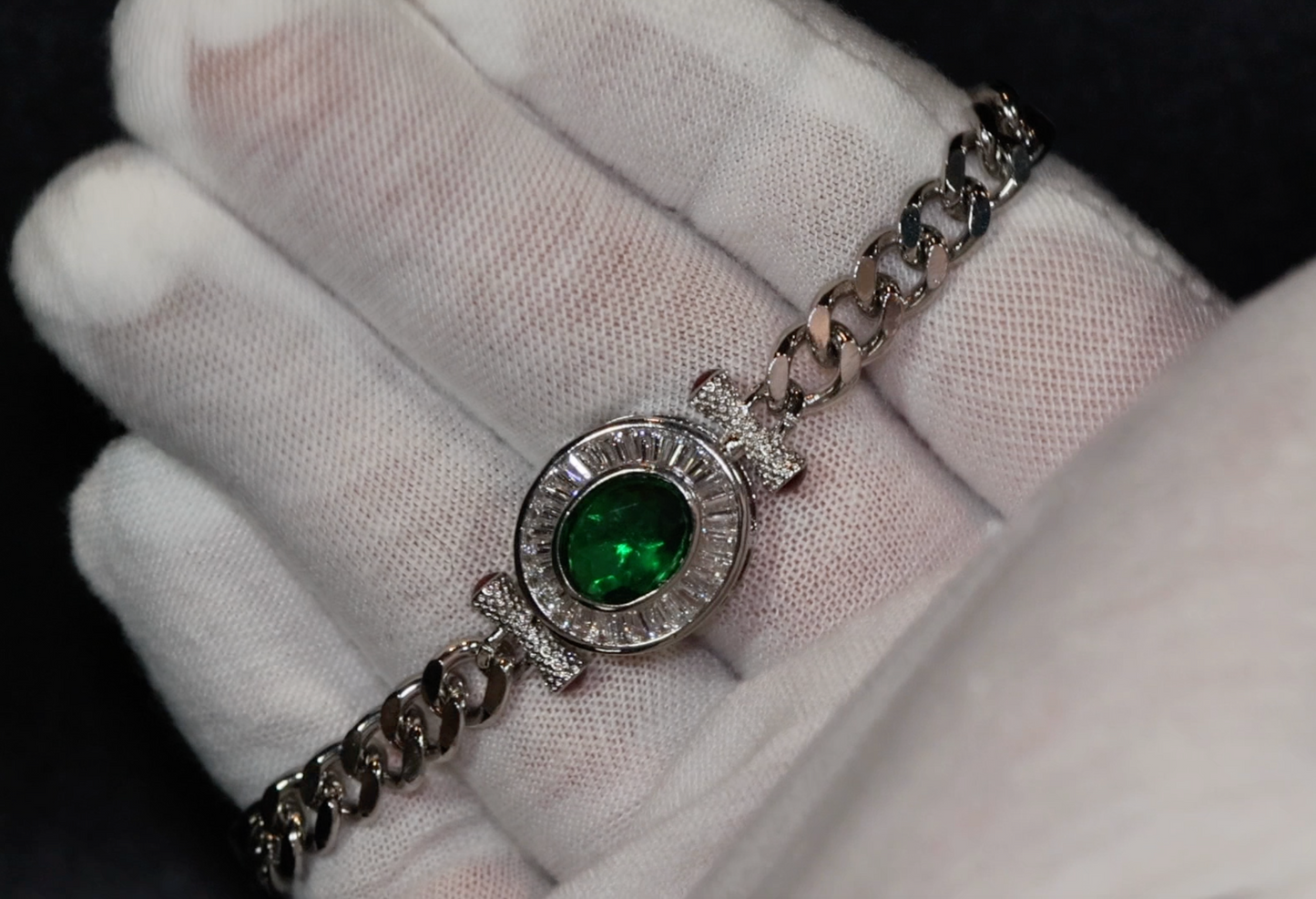 Womens Bracelet | Diamond Bracelet | Womens Diamond Bracelet | Green Gemstone Bracelet | Green Diamond Bracelet | Womens Silver Bracelets