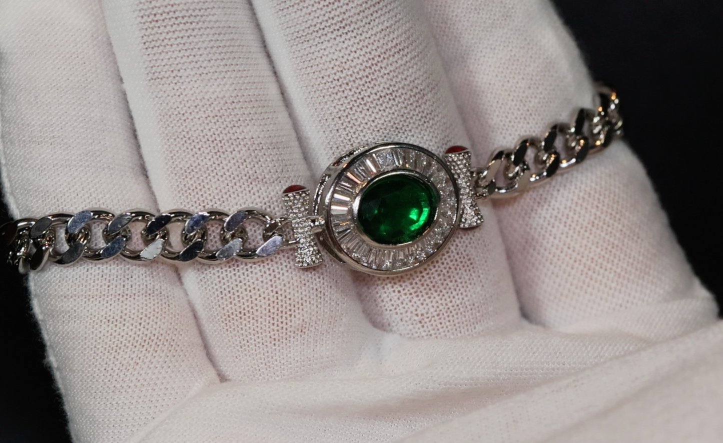 Womens Bracelet | Diamond Bracelet | Womens Diamond Bracelet | Green Gemstone Bracelet | Green Diamond Bracelet | Womens Silver Bracelets