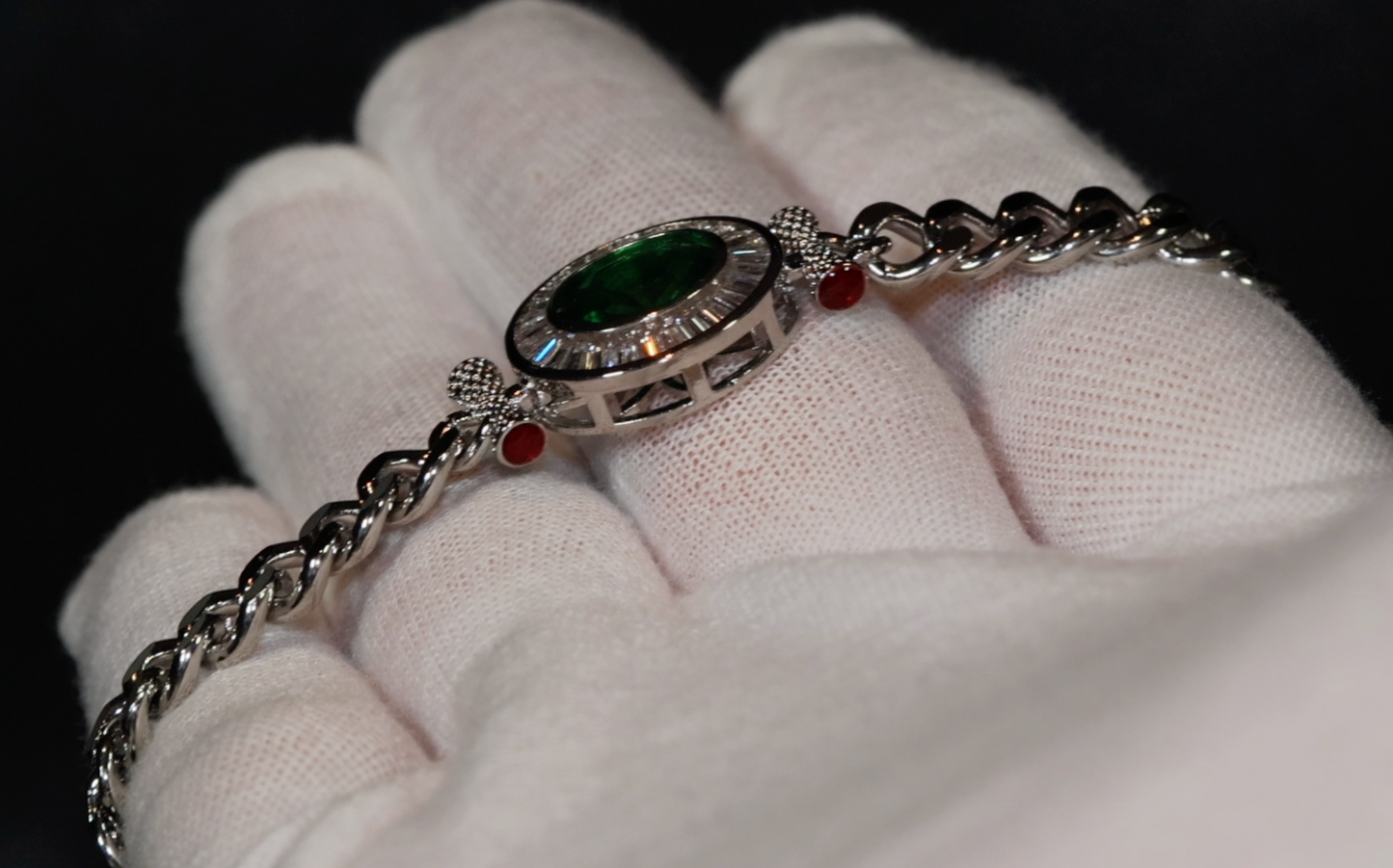 Womens Bracelet | Diamond Bracelet | Womens Diamond Bracelet | Green Gemstone Bracelet | Green Diamond Bracelet | Womens Silver Bracelets