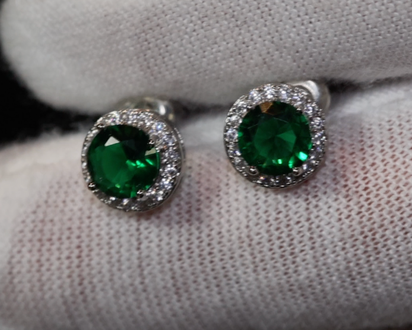 Green Diamond Earrings | Emerald Green Earrings | Emerald Ear Studs