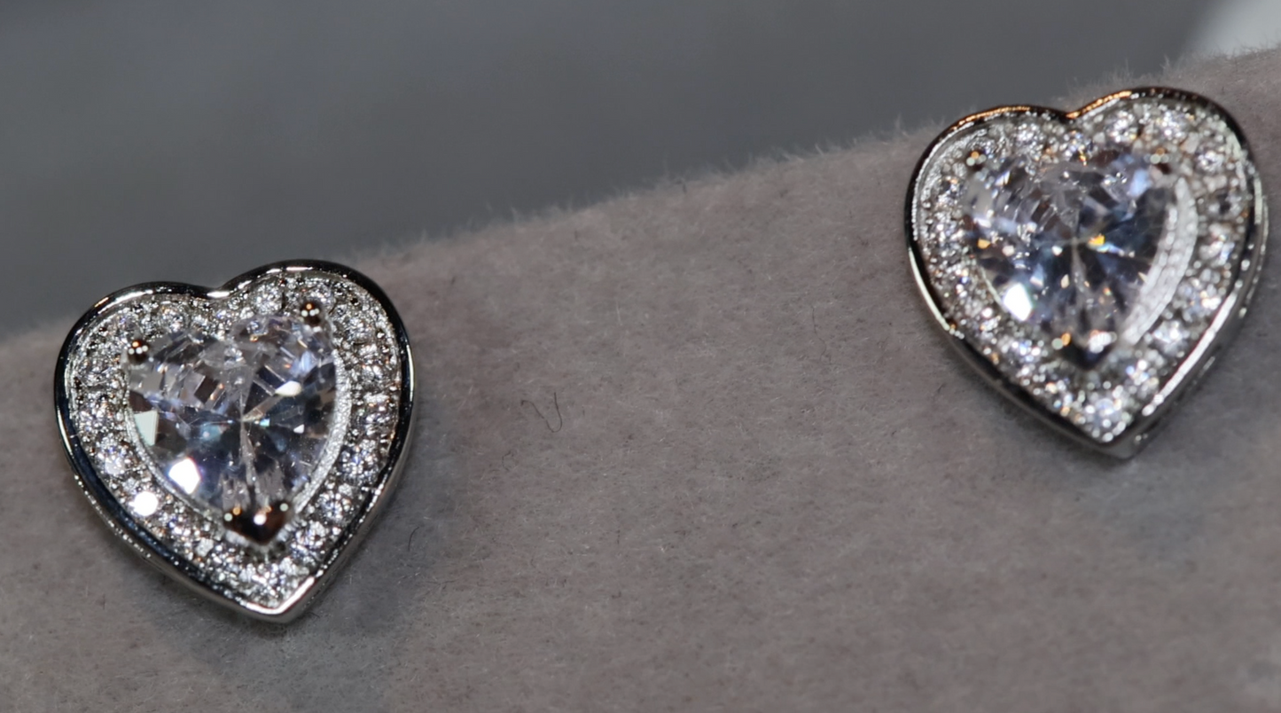 Diamond Heart Earrings | Womens Earrings | Heart Diamond Ear Studs | Ear Studs