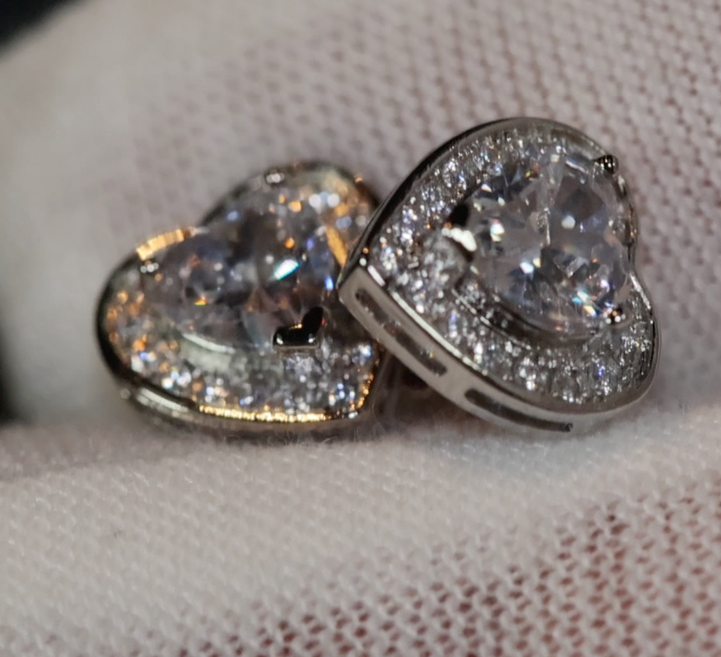 Diamond Heart Earrings | Womens Earrings | Heart Diamond Ear Studs | Ear Studs