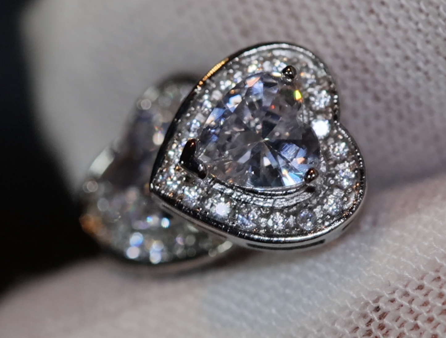 Diamond Heart Earrings | Womens Earrings | Heart Diamond Ear Studs | Ear Studs