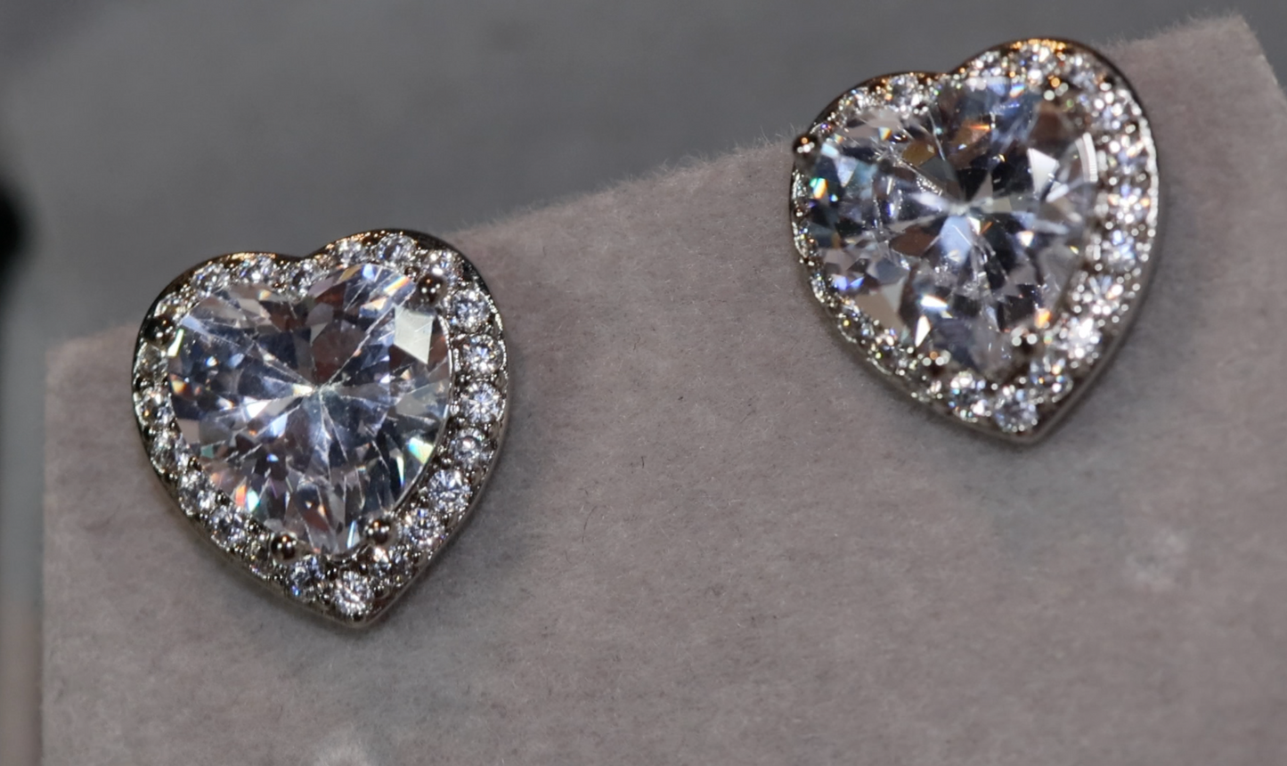 Diamond Heart Ear Studs