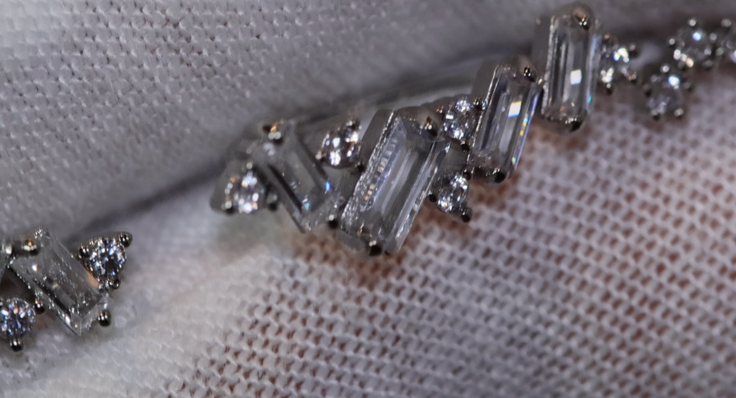 Diamond Baguette Earrings | Baguette Ear Studs | Womens Earrings | Womens Diamond Ear Studs | Baguette Earrings | Cuff Earrings | Ear Studs