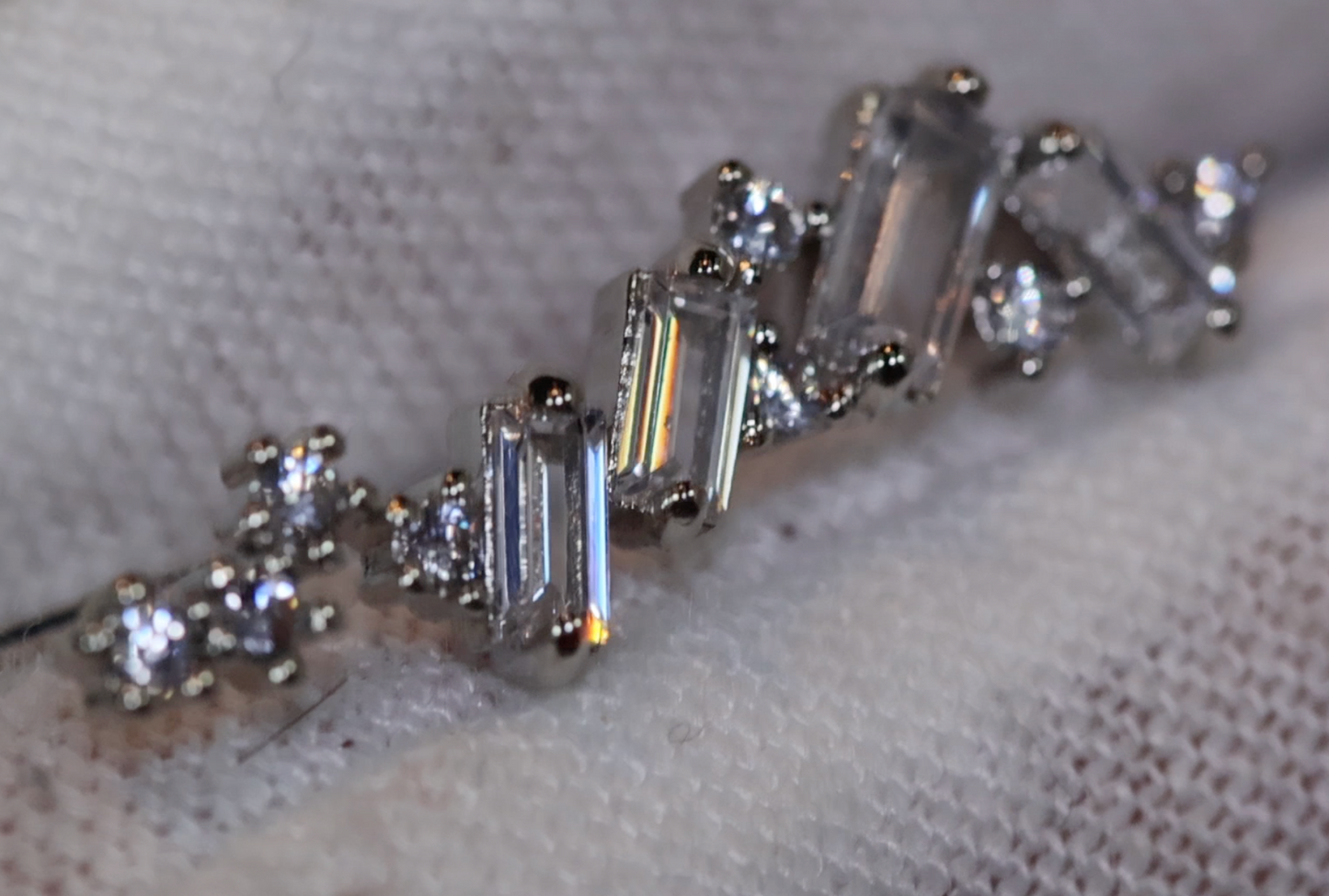 Diamond Baguette Earrings | Baguette Ear Studs | Womens Earrings | Womens Diamond Ear Studs | Baguette Earrings | Cuff Earrings | Ear Studs