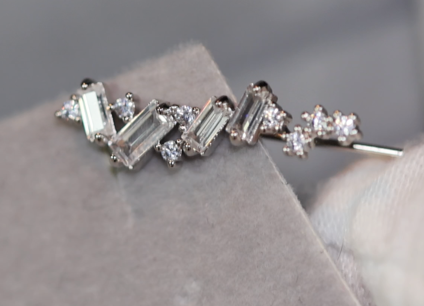 Diamond Baguette Earrings | Baguette Ear Studs | Womens Earrings | Womens Diamond Ear Studs | Baguette Earrings | Cuff Earrings | Ear Studs