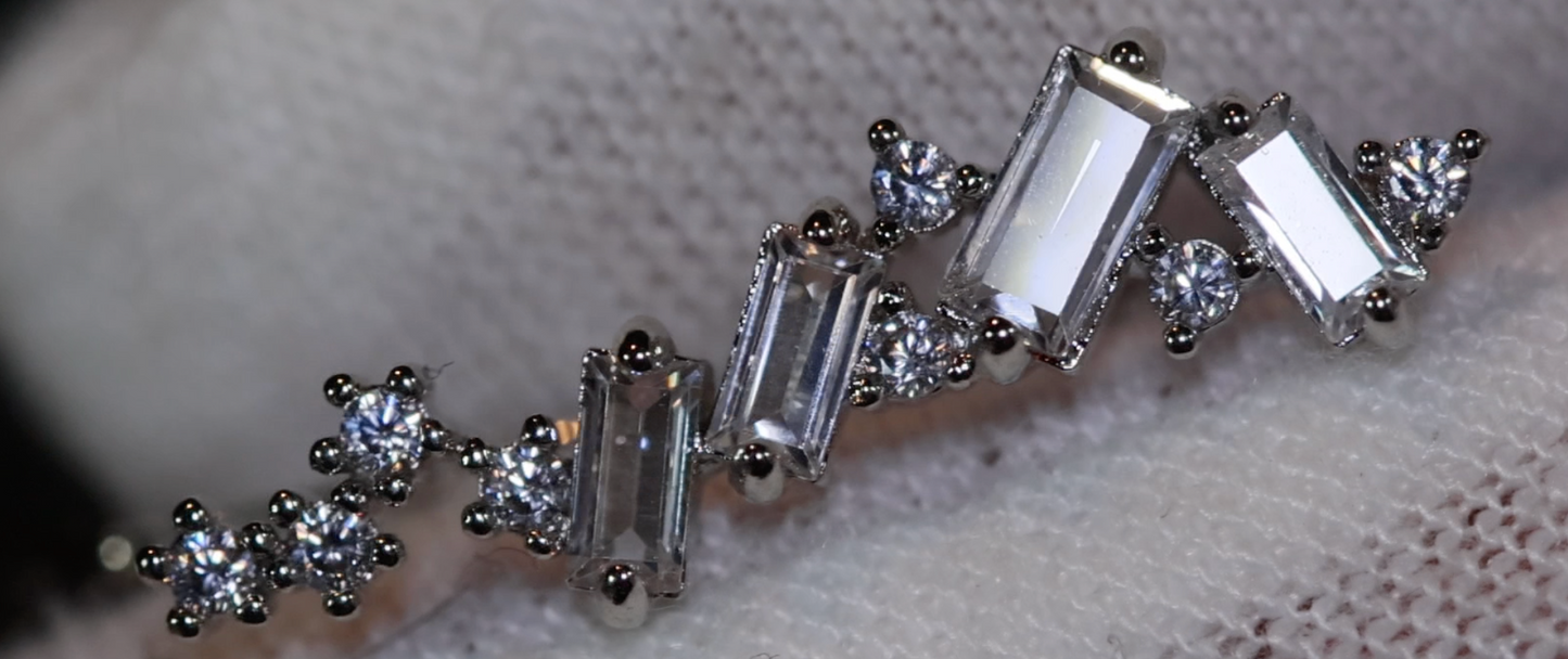 Diamond Baguette Earrings | Baguette Ear Studs | Womens Earrings | Womens Diamond Ear Studs | Baguette Earrings | Cuff Earrings | Ear Studs