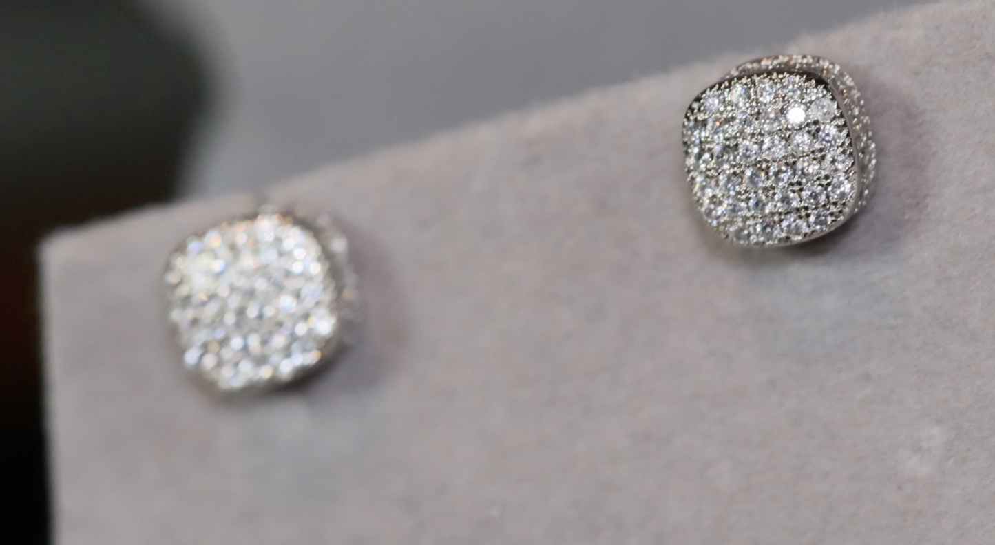 Cube diamond ear studs | Mens diamond ear studs | Womens diamond ear studs
