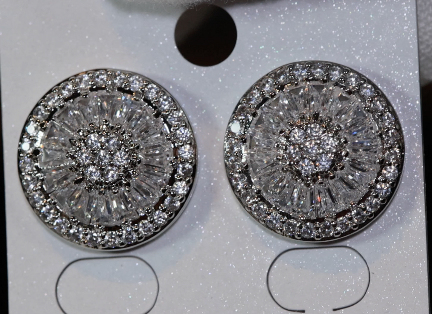 Womens baguette diamond ear studs