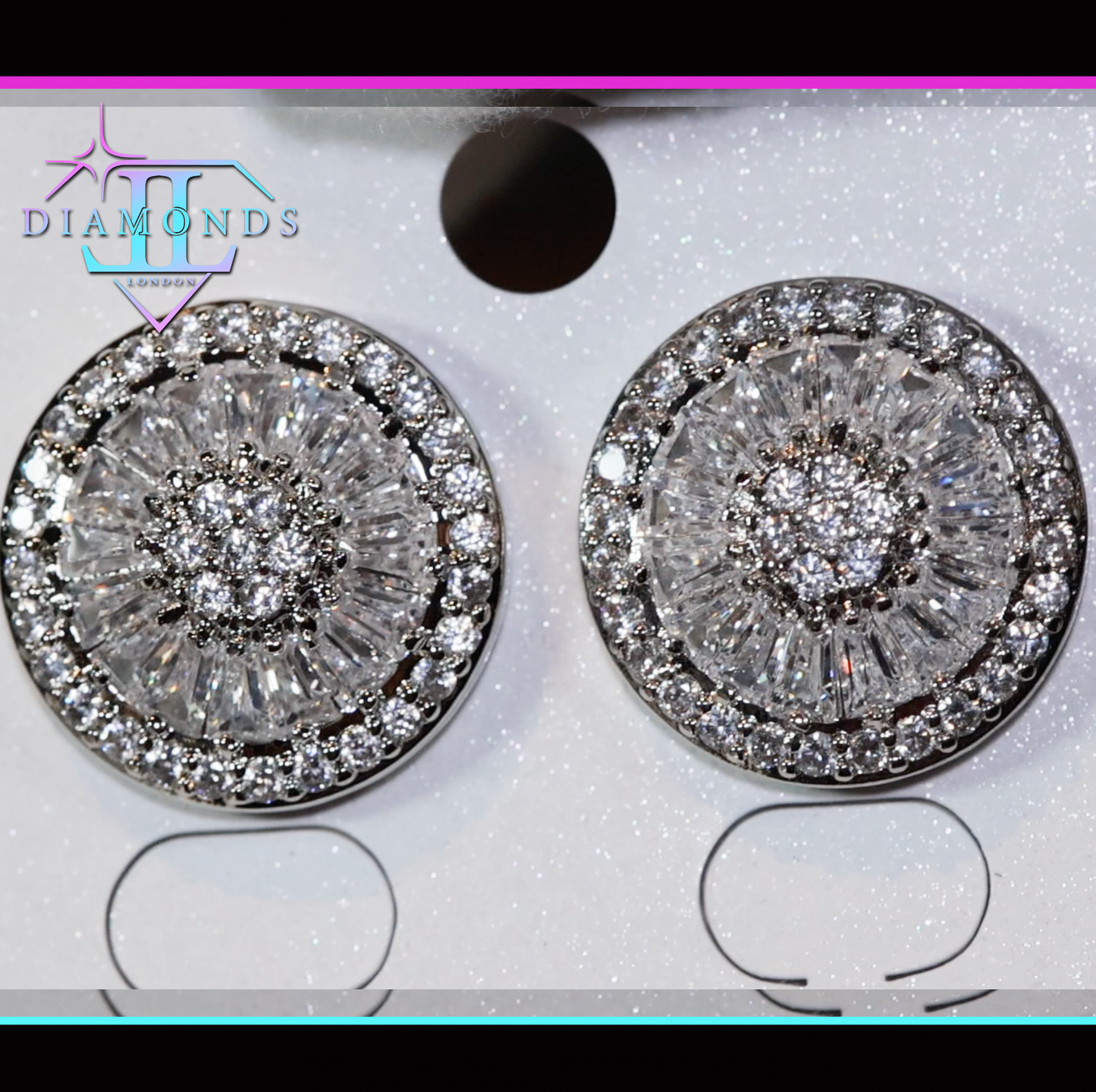 Womens baguette diamond ear studs