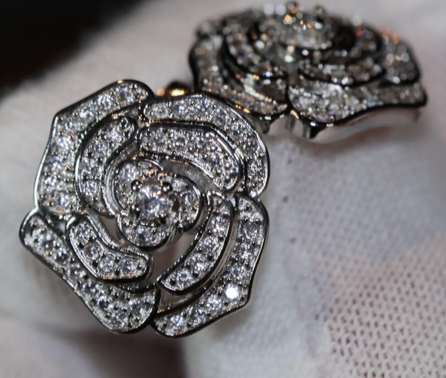 Womens Diamond Ear Studs | Diamond Flower Ear Studs