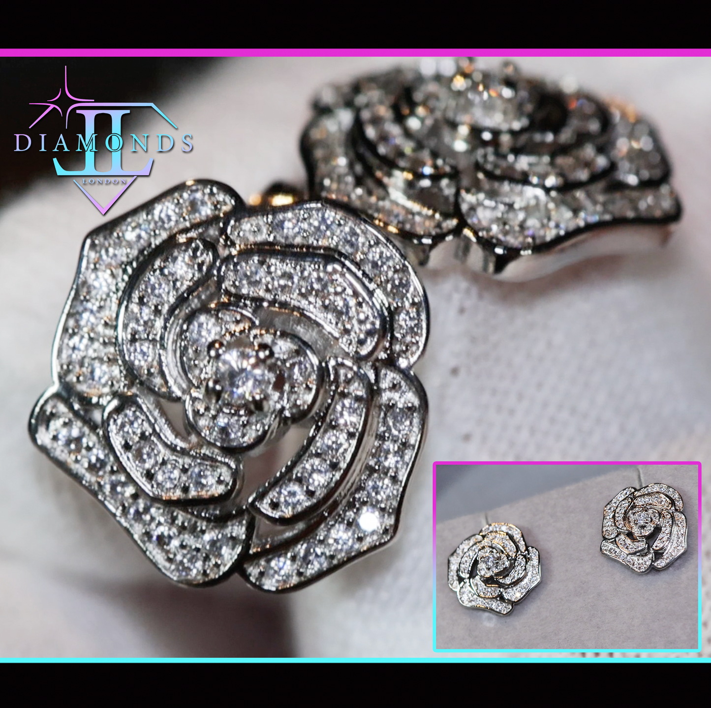 diamond flower ear studs