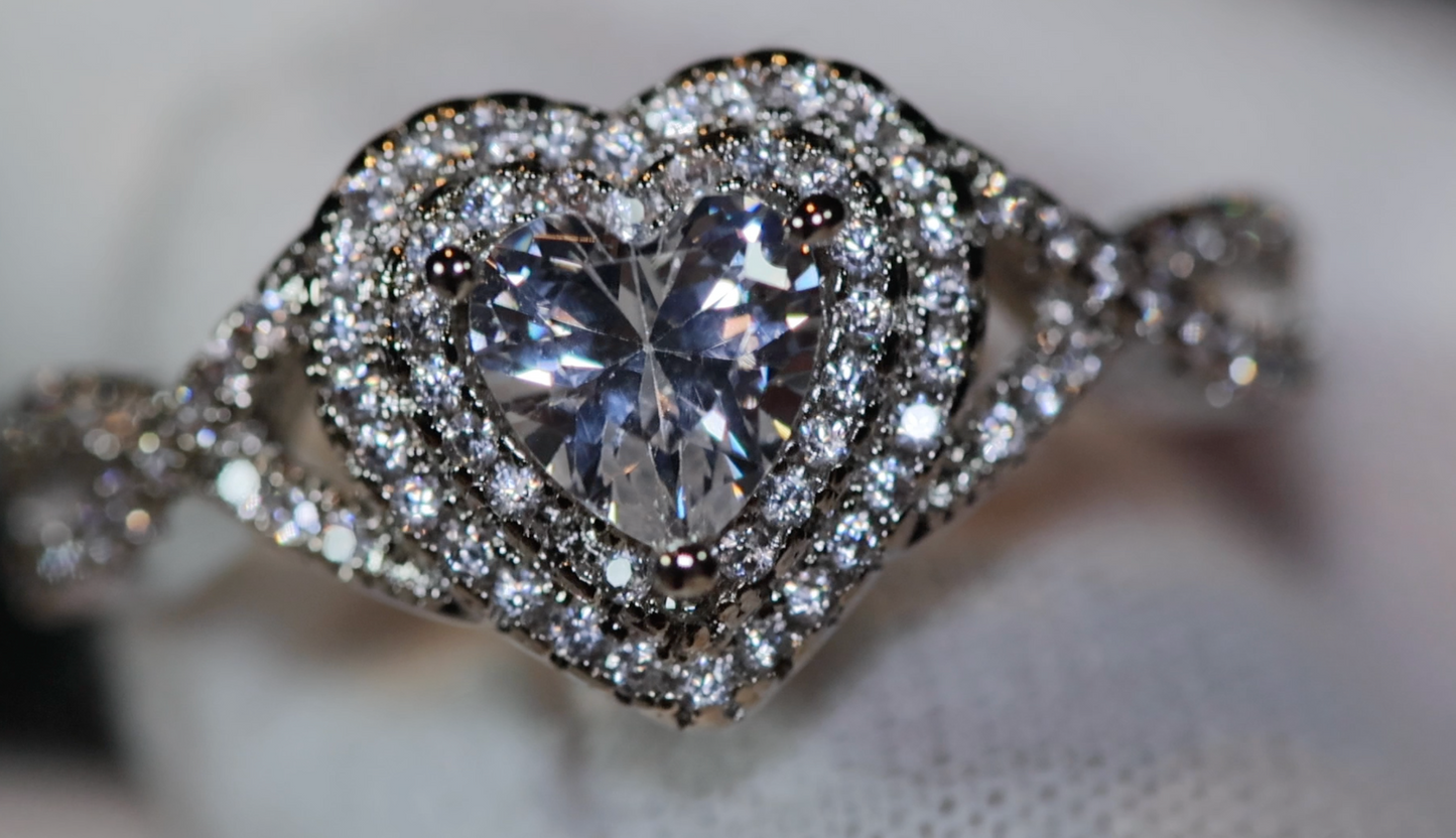 Hheart Ring | Womens Iced Out Ring | Engagement Ring | Heart Shape Ring | ring for girlfriend | love ring