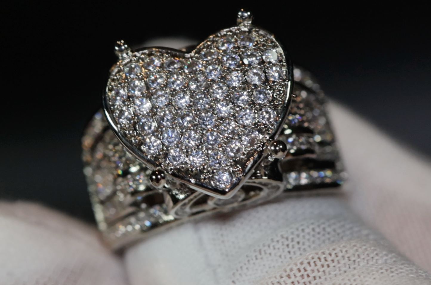 Diamond Heart Ring | Heart Shaped Ring | Big Diamond Heart Ring