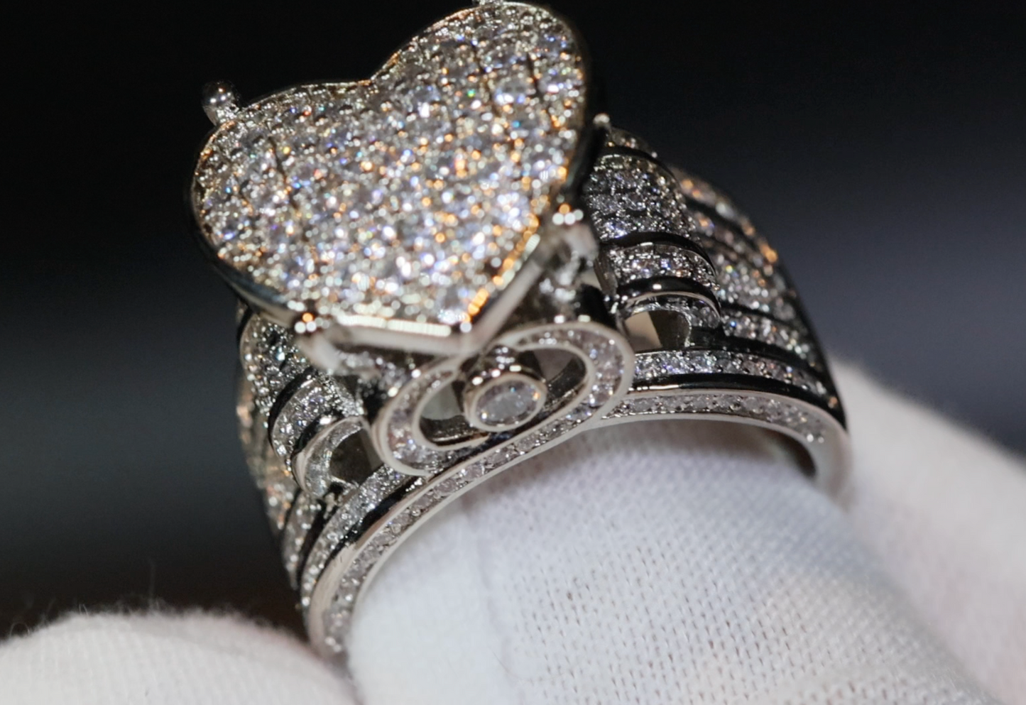 Diamond Heart Ring | Heart Shaped Ring | Big Diamond Heart Ring