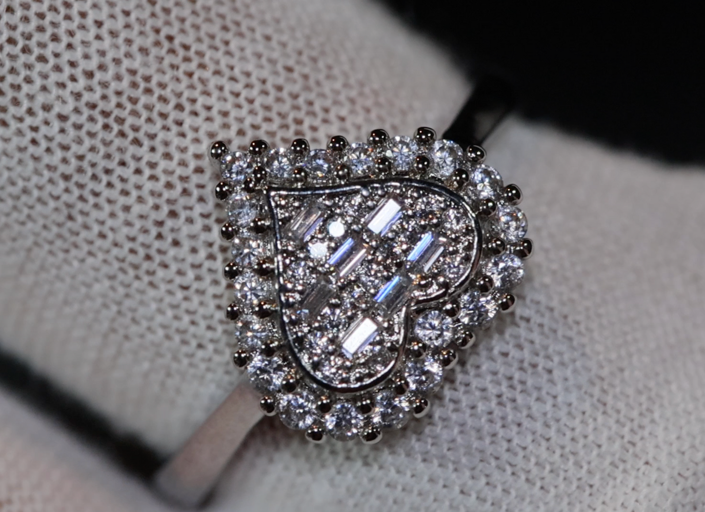 Baguette ring | Diamond heart ring | Diamond Heart Ring