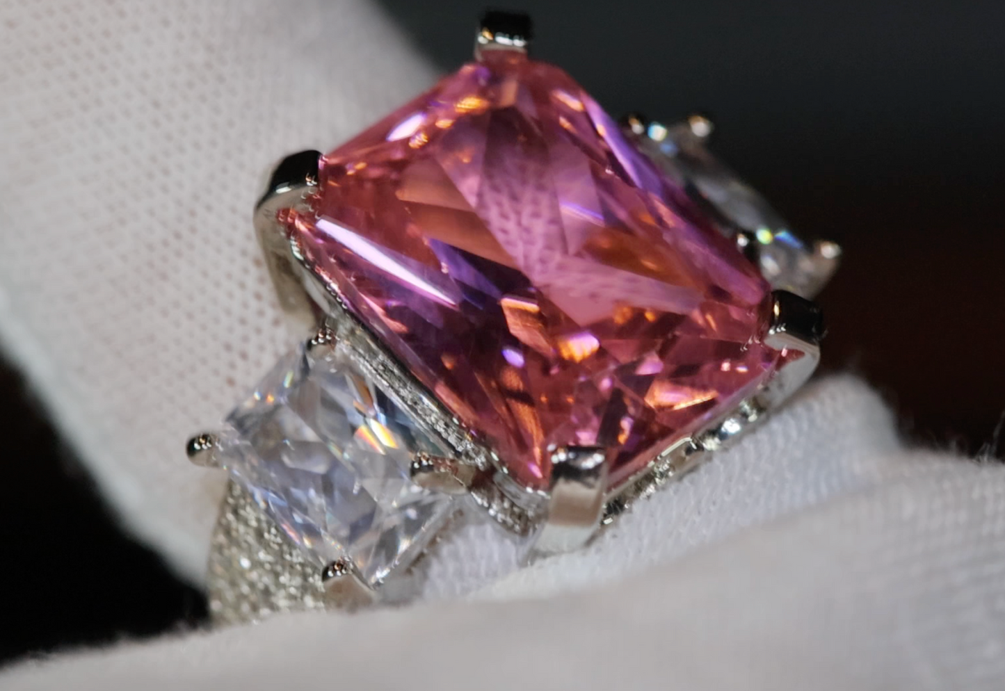 Big pink diamond ring
