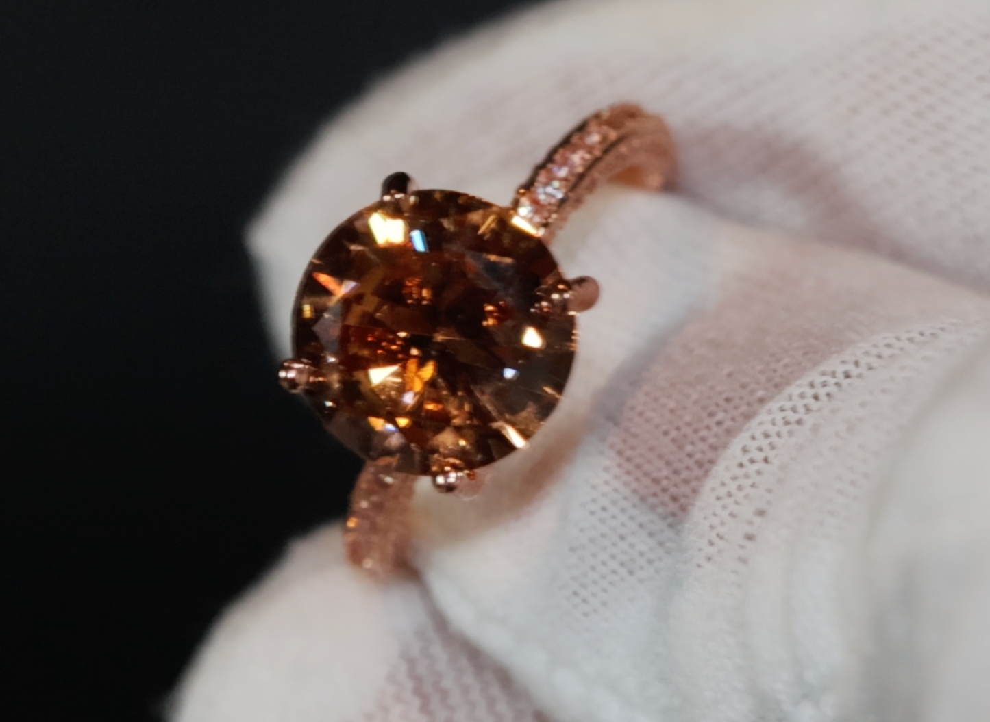Rose Gold Engagement Ring | Champagne Diamond Engagement Ring