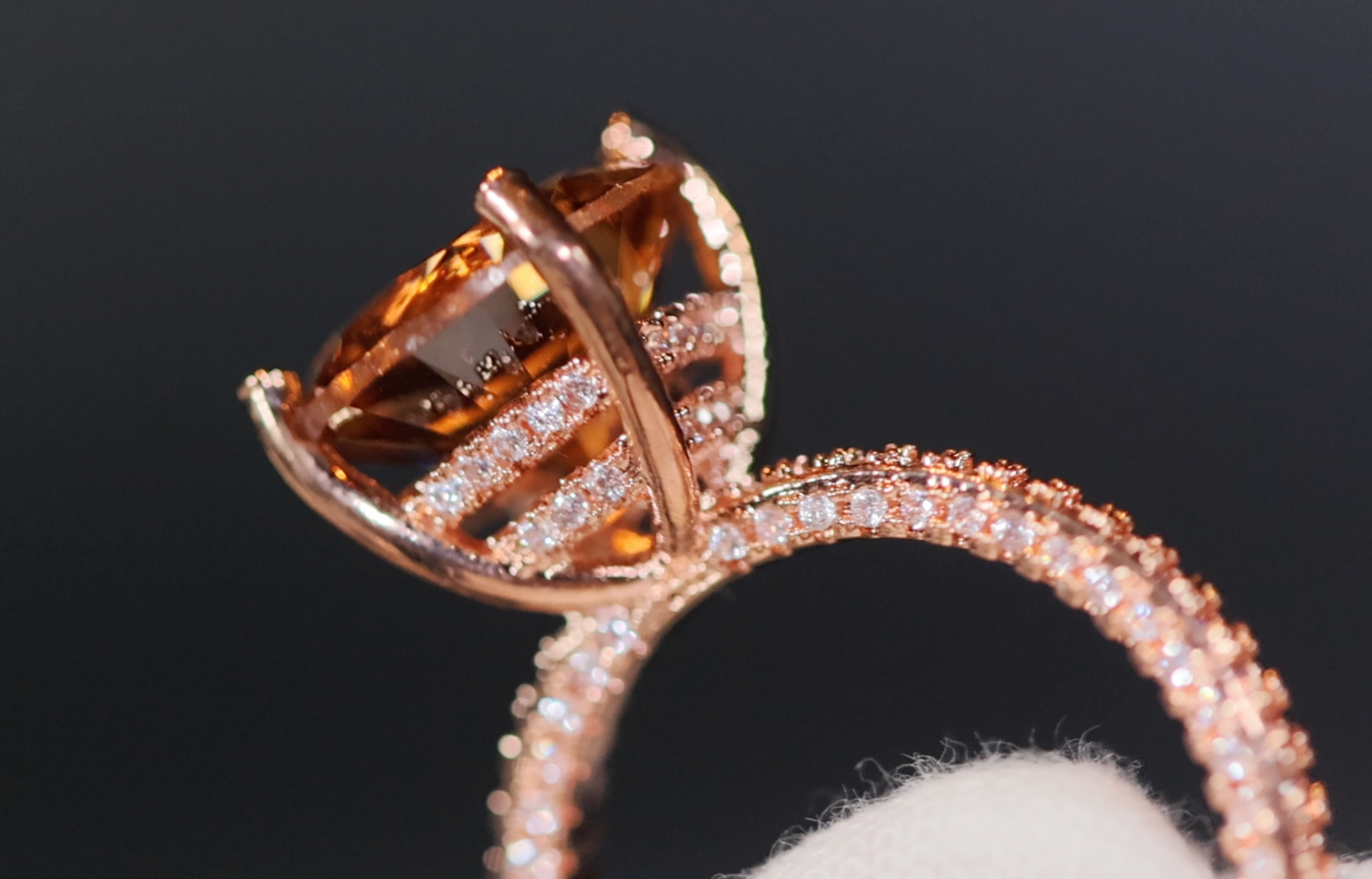 Rose Gold Engagement Ring | Champagne Diamond Engagement Ring