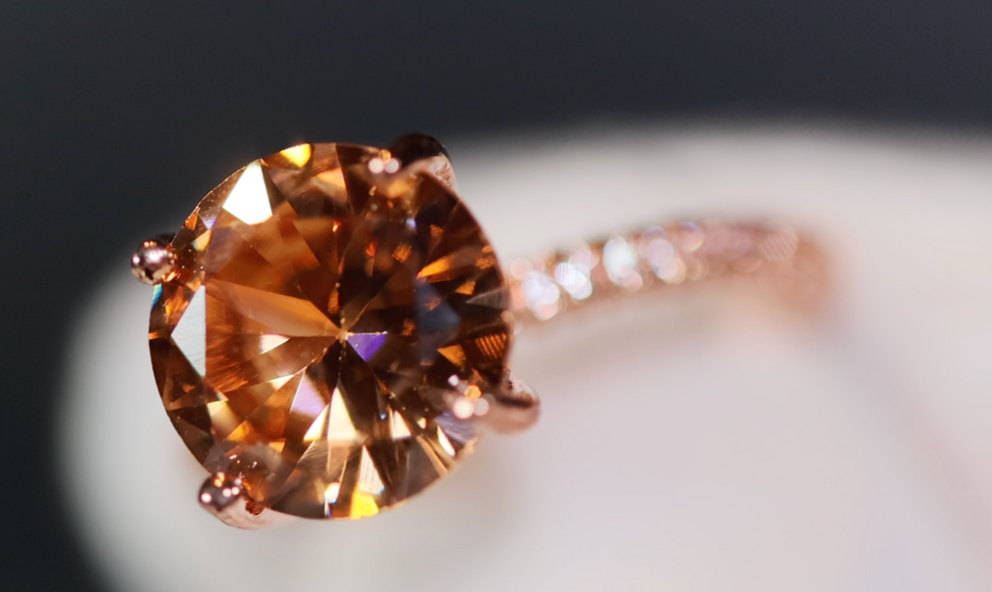 Rose Gold Engagement Ring | Champagne Diamond Engagement Ring
